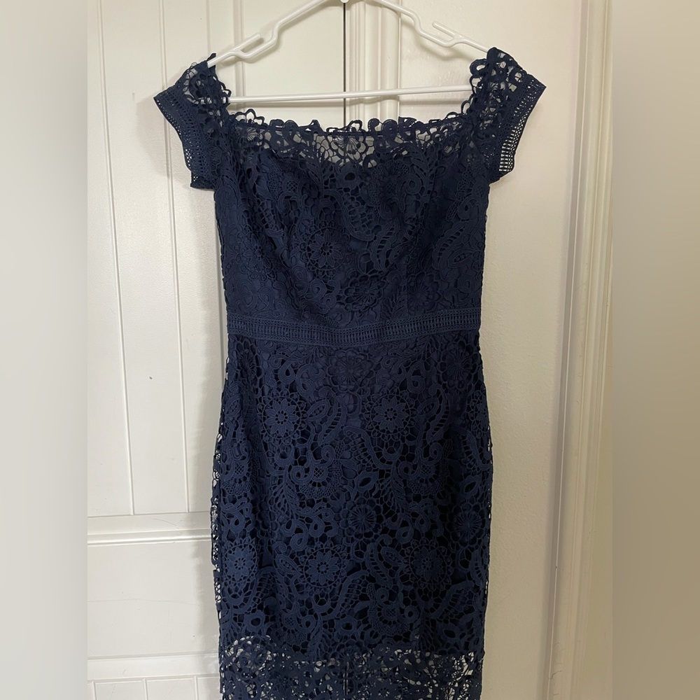 Chi Chi London Blue Lace Dress - Gem Chi Chi London Blue Lace Dress - Gem